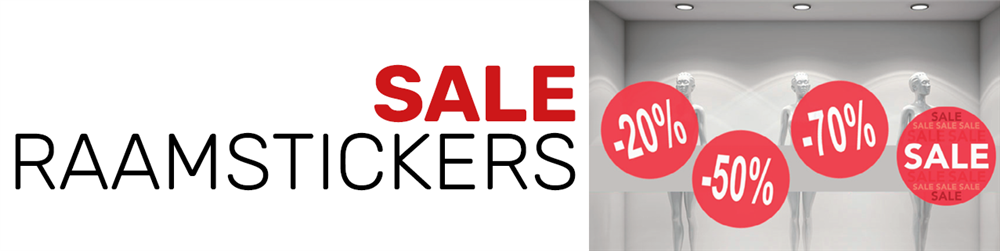 Sale raamstickers, korting winkelstickers